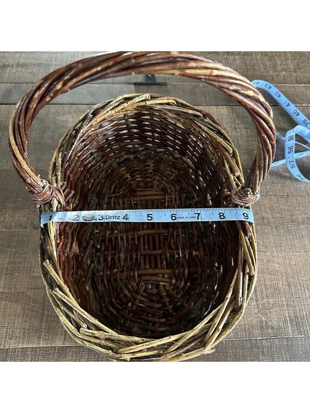 Handwoven Willow Gathering Basket Rustic Farmhouse Market Picnic Handle Basket